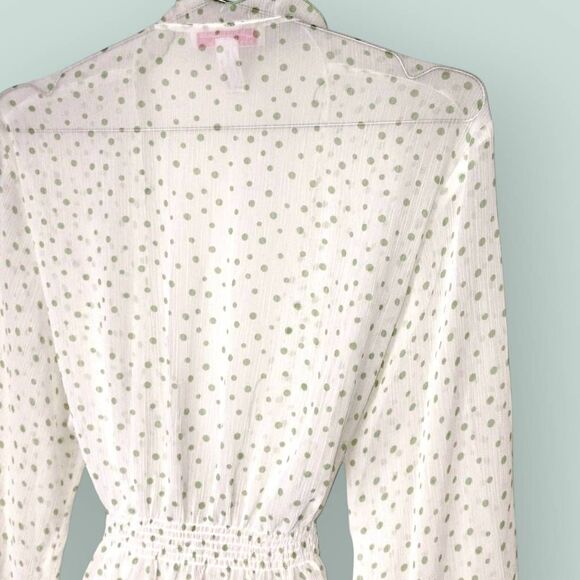 Vtg Oscar de la Renta Womens Robe Sz L Intimatewear Sheer Polka Dot Cozycore Wra - Picture 7 of 10